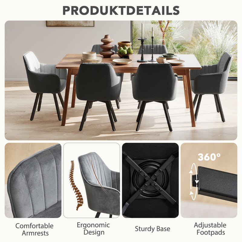 Furniliving 2-Pcs Mid Century Dining Chairs Upholstered Dining Room Chairs With Armrest