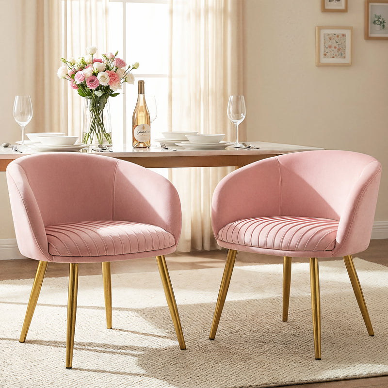 Makeup Vanity Chair Velevt Upholstered Side Chair with Metal Legs