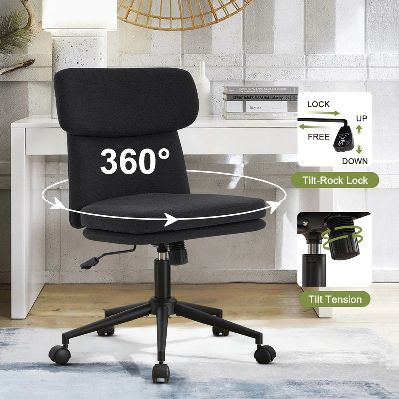 Armless Office Chair with Wheels