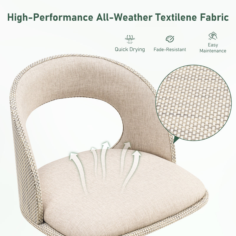 Adjustable Outdoor HDPE Bar Stools Set of 2, Waterproof Textilene Swivel Patio Bar Chairs