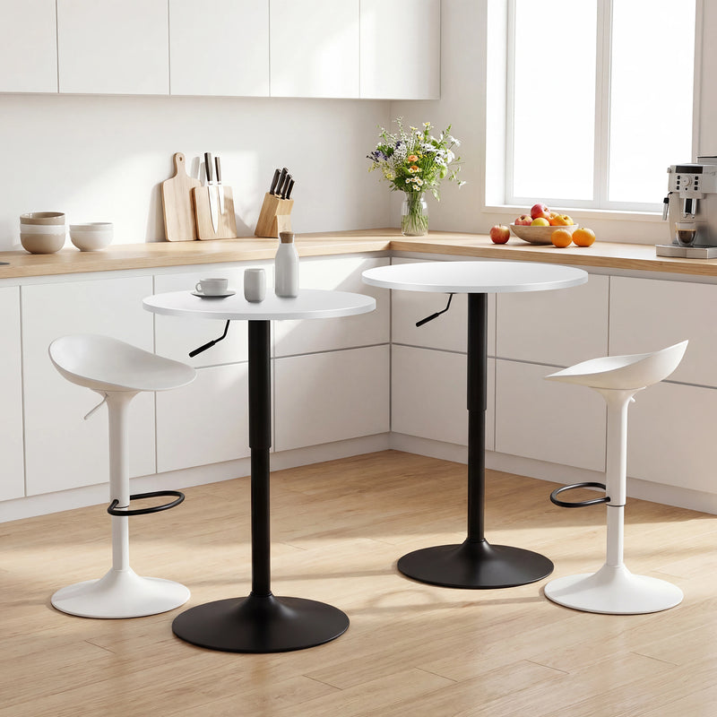 Furniliving Modern Round Side Table Adjustable Height Bar Table