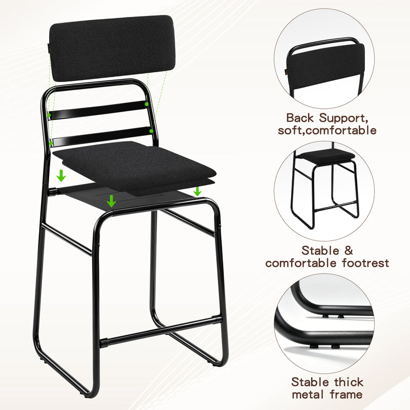 Counter Height Bar Stools Set of 2,26’’H Upholstered Bar Stools With Footrest