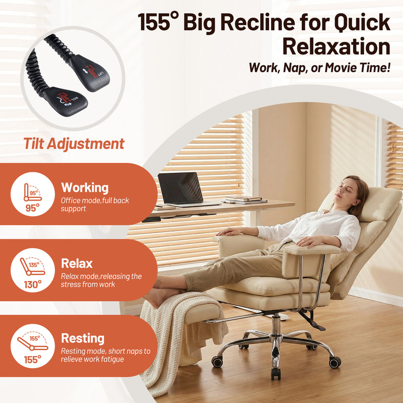 PU Leather High Back Executive Office Chair with Adjustable Lumbar Support