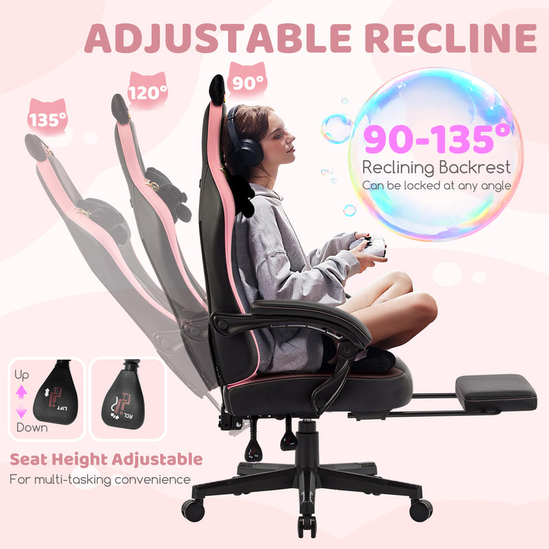 Comfy Girly Video Game Chair With Cat Ears