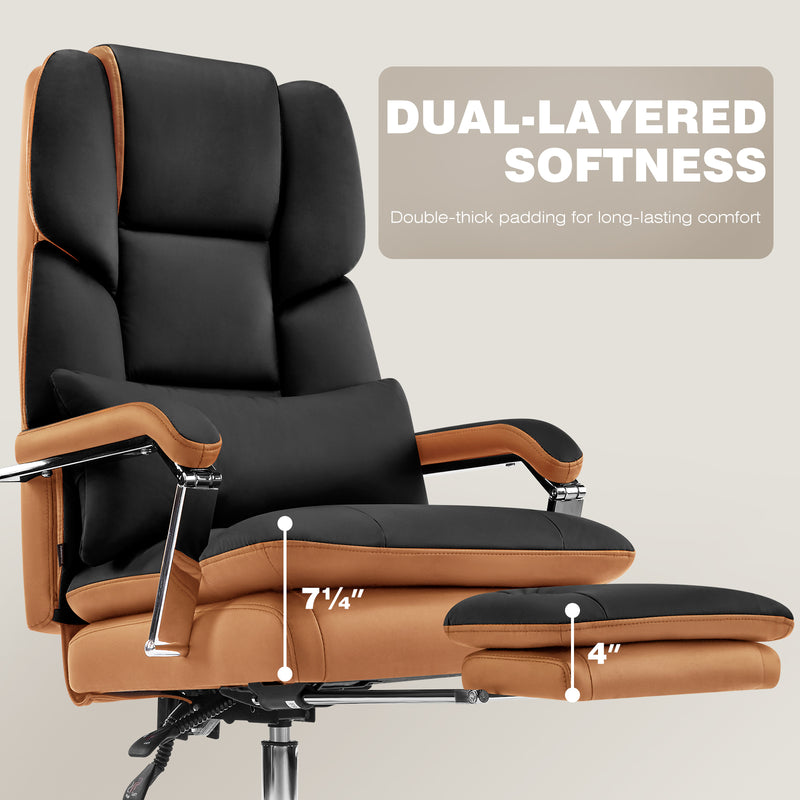 Furniliving faux leather office chair with footrest