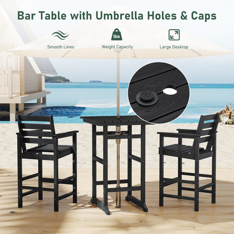 Outdoor Tall Adirondack Bar Chairs Set of 2,All-Weather HDPE Outdoor Bar Stools For Poolside