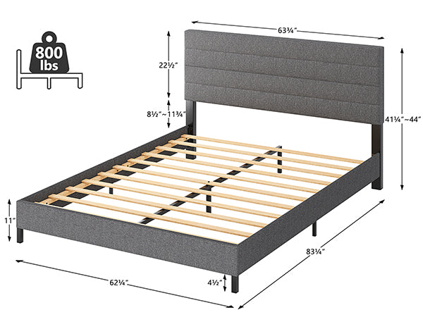 Furniliving Leonard Contemporary Modern Upholstered Platform Bed
