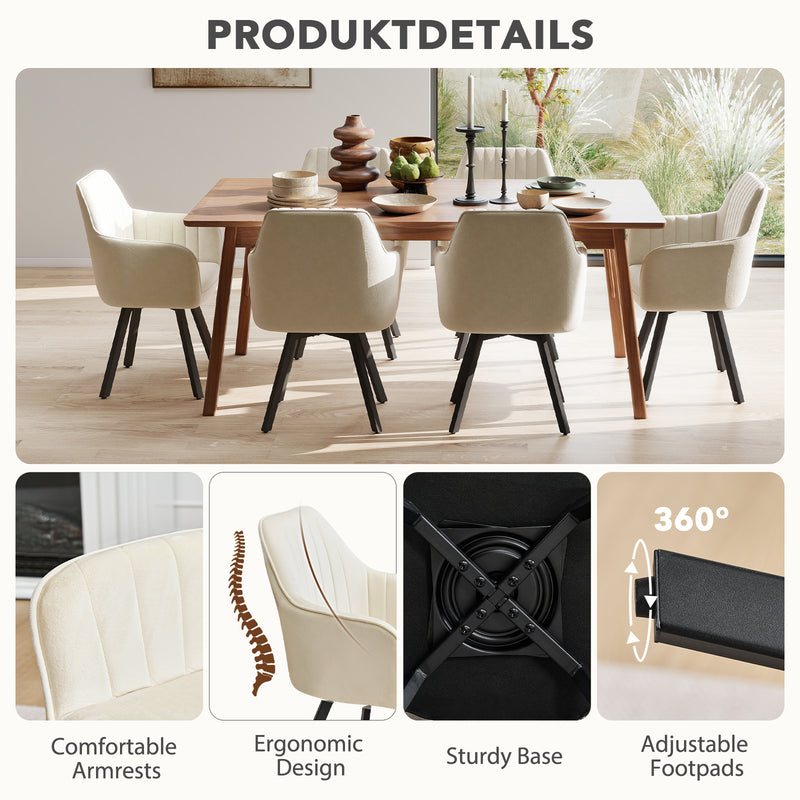 Furniliving 2-Pcs Mid Century Dining Chairs Upholstered Dining Room Chairs With Armrest