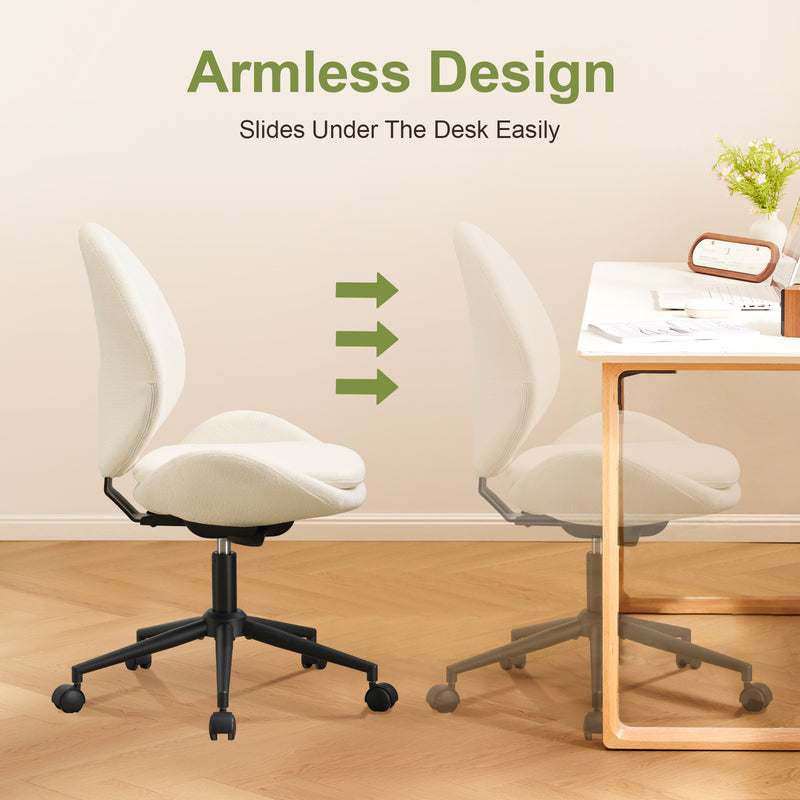 Luxury Chenille Swivel Desk Chair with Ergonomic Curved Teardrop Back