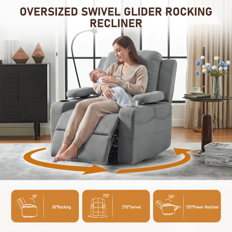 Power Rocking Chair Nursery with Adjustable Armrests