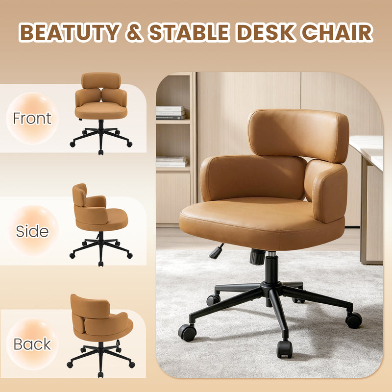 Swivel Accent Dining Chair ，Upholstered Vanity Chair With Arms
