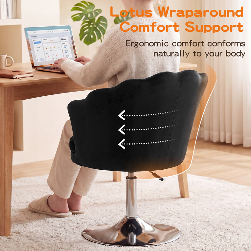 Swivel Makeup Chair with Ergonomic Lotus-Shaped Backrest