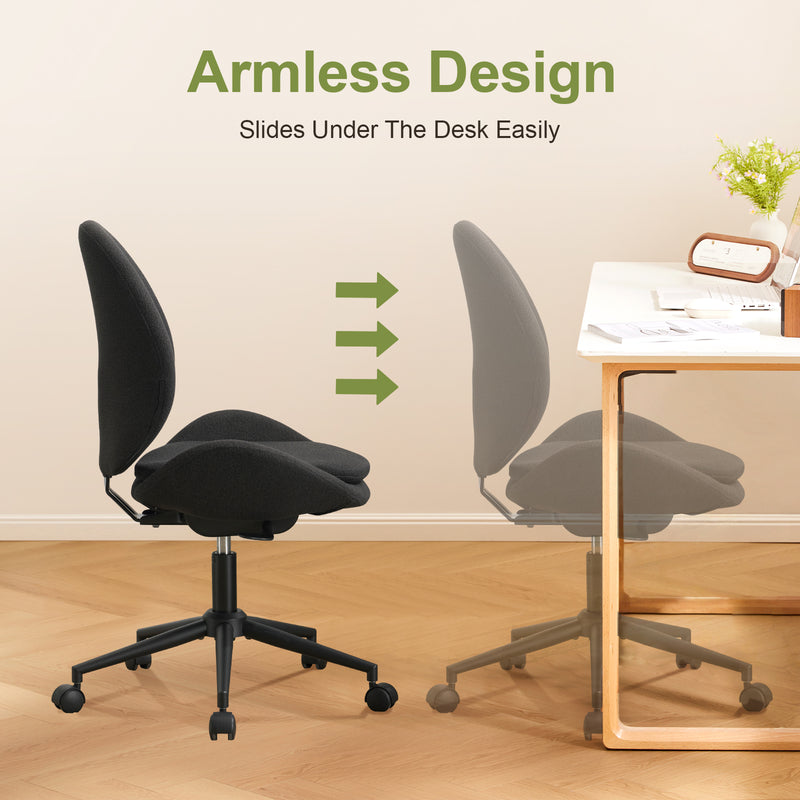 Luxury Chenille Swivel Desk Chair with Ergonomic Curved Teardrop Back