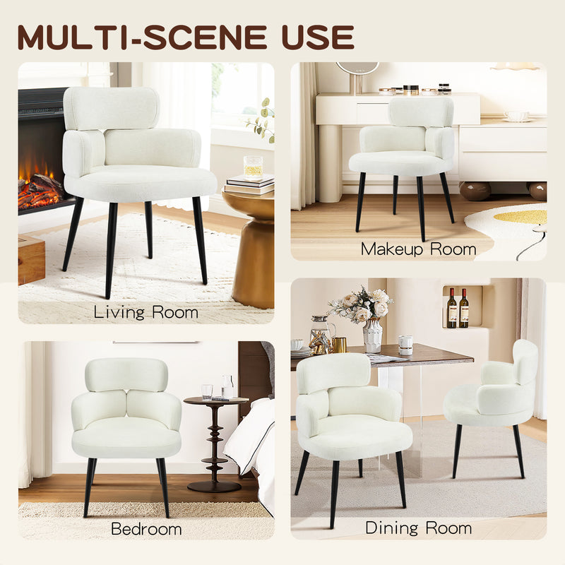 Modern Accent Dining Chair ,Upholstered Vanity Chair With Arms