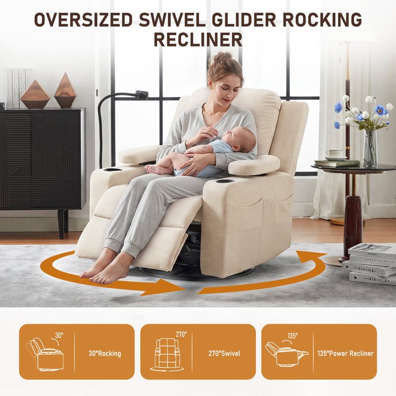 Power Rocking Chair Nursery with Adjustable Armrests