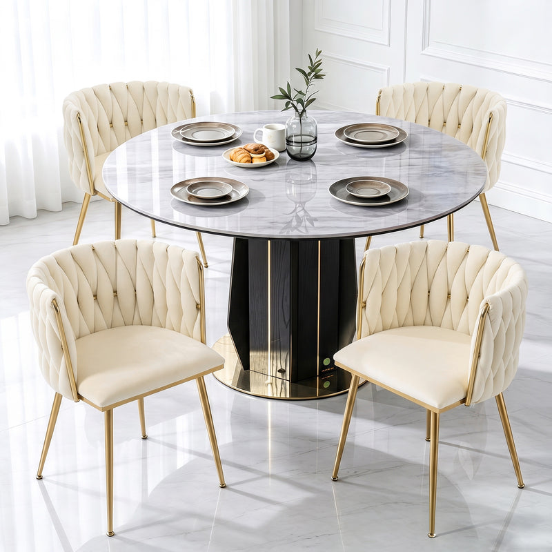 Velvet Woven Backrest Design Dining  Chairs Set Of 2