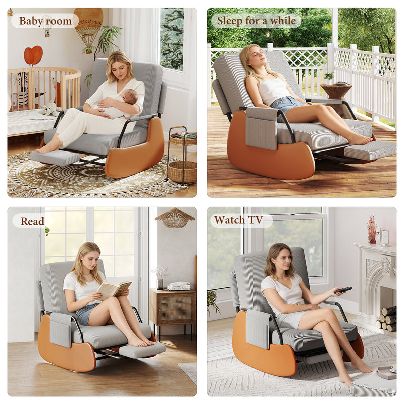 Upholstered Nursery Glider Chair with Adjustable Recline & Retractable Footrest