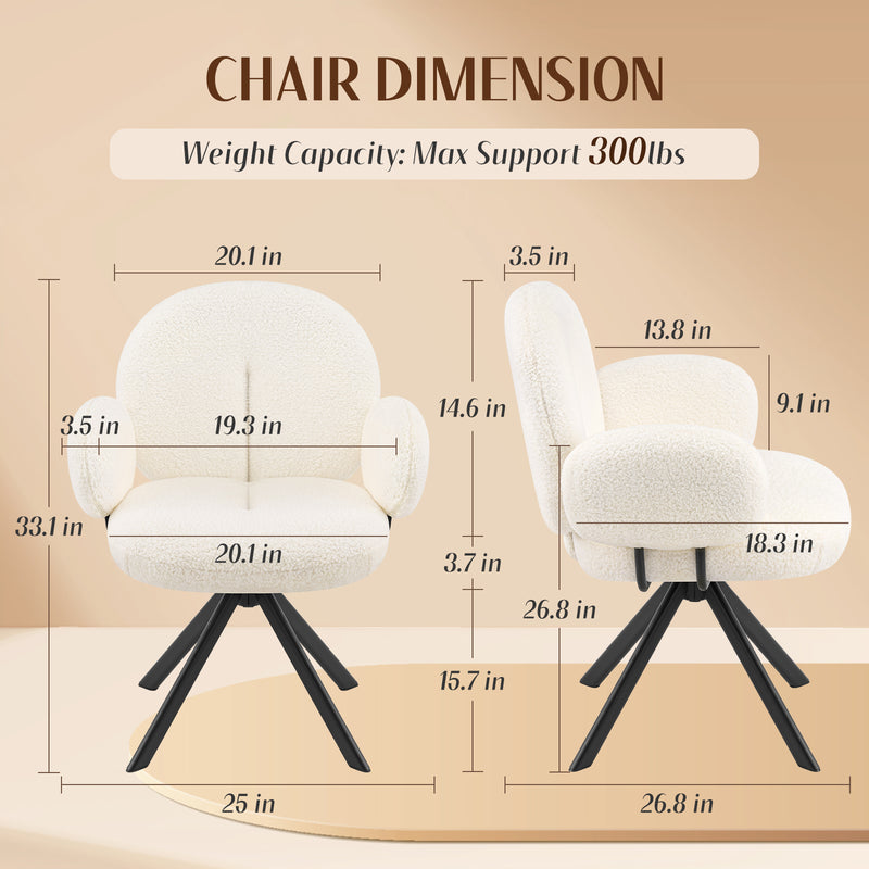 Cute Swivel Teddy Vanity Chair With Round Shaped