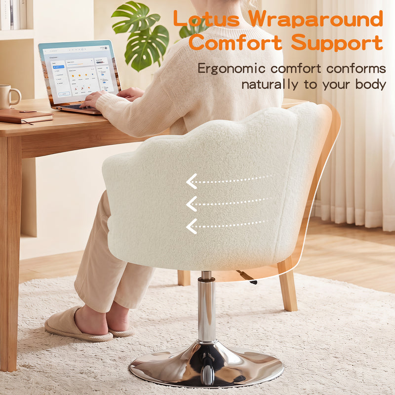 Swivel Makeup Chair with Ergonomic Lotus-Shaped Backrest