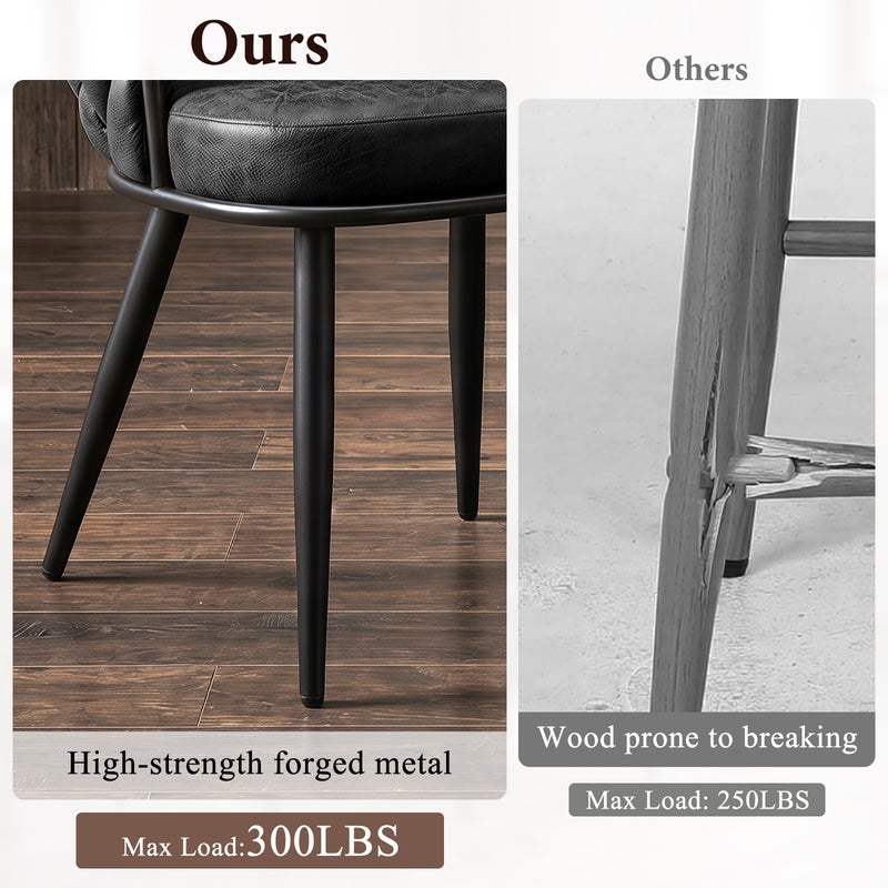 Hand-Woven Dining Chairs Set of 2, Upholstered Luxury Faux Suede Dining Room Chairs with Ergonomic Curved Back