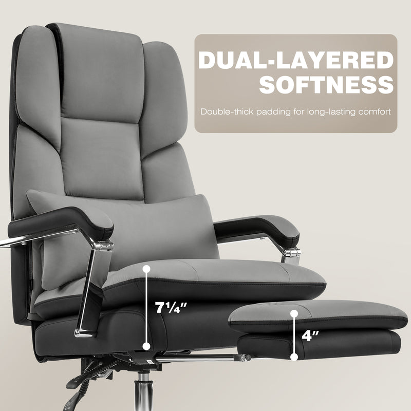Furniliving faux leather office chair with footrest