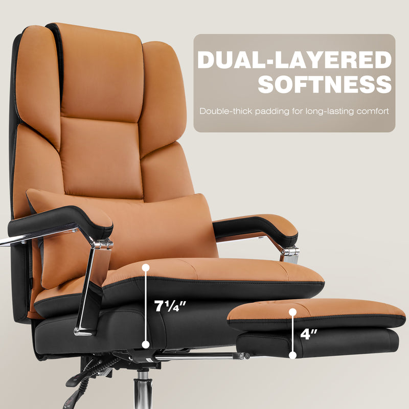 Furniliving faux leather office chair with footrest