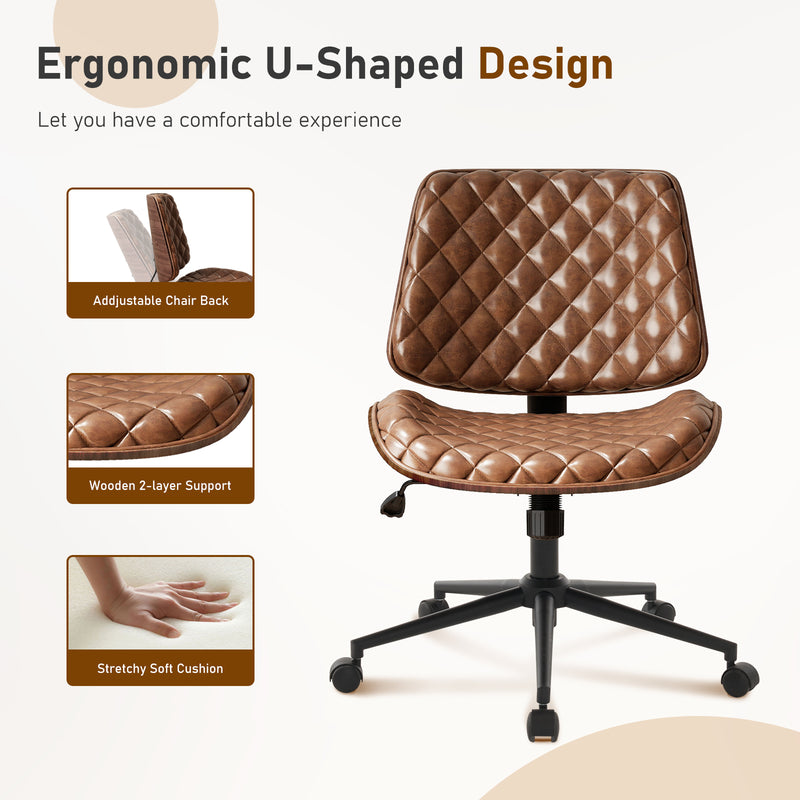 Armless Small Desk Chair with Wheels