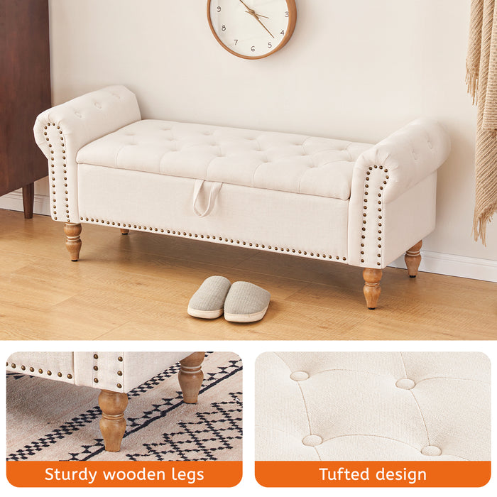 Zakhar Button Tufted Storage Bedroom Bench