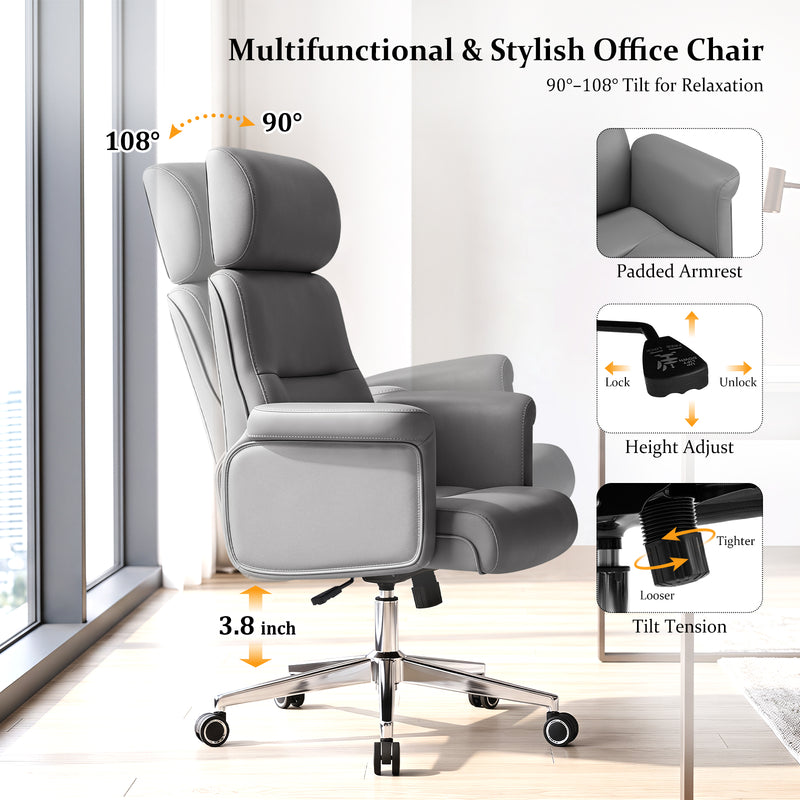 PU Leather Swivel Adjustable  Home Office Chair with High Backrest,Modern Office Chair For Home Office