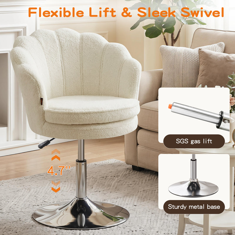Swivel Makeup Chair with Ergonomic Lotus-Shaped Backrest