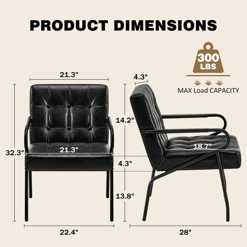 Furniliving Fashion Pu Leather Office Chair, Comfortable Accent Chair With Metal Frame