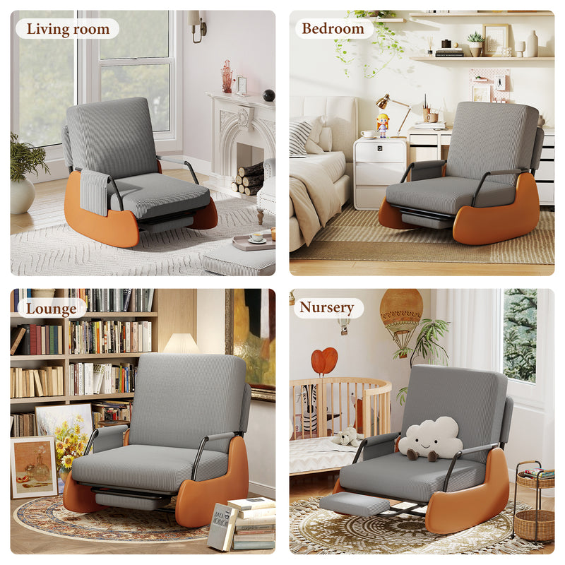 Upholstered Nursery Glider Chair with Adjustable Recline & Retractable Footrest