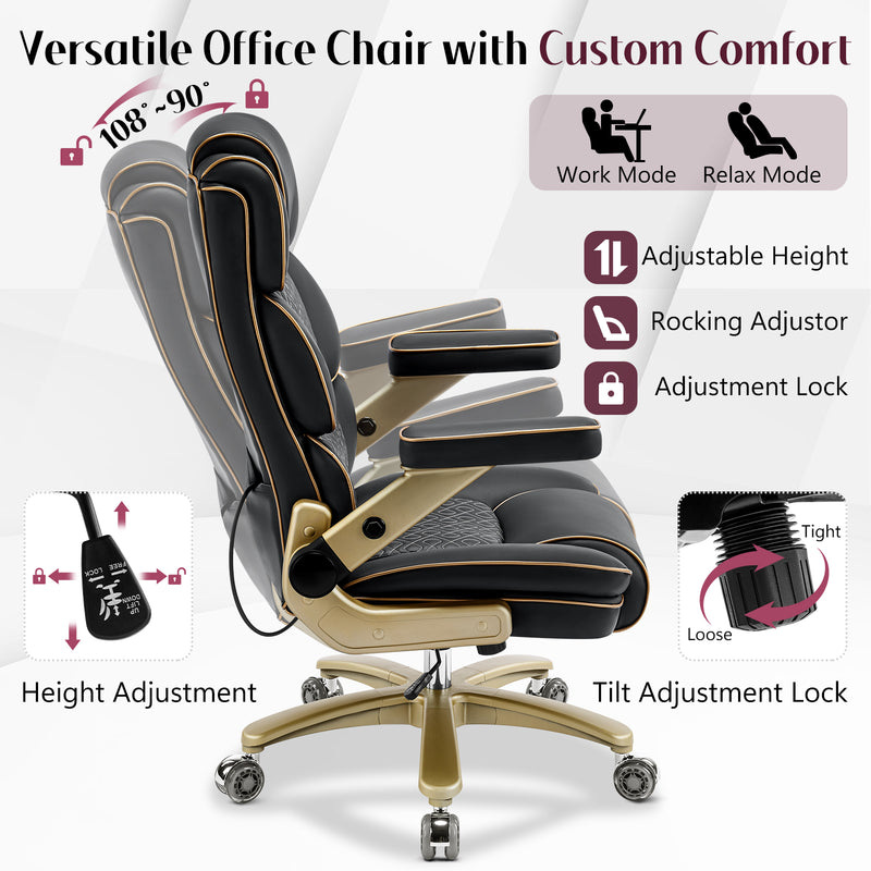 Heavy Duty Leather Ofifice Chair with 5D Armrests Comfortable Seat