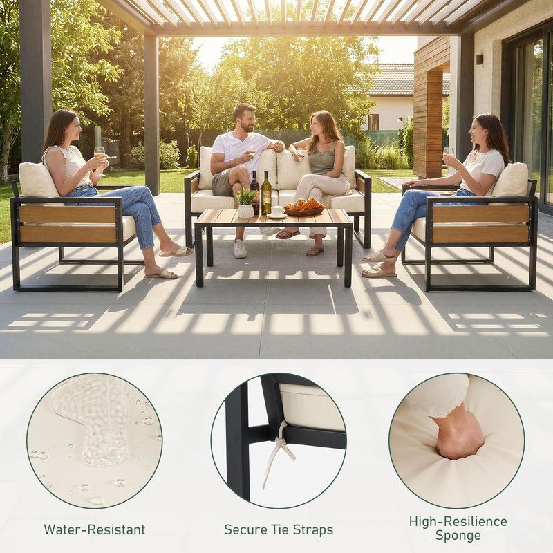 Furniliving  Patio Furniture Set, 2-Piece Steel Outdoor Sectional, 2-Seats Patio Conversation Set with Deep Seating