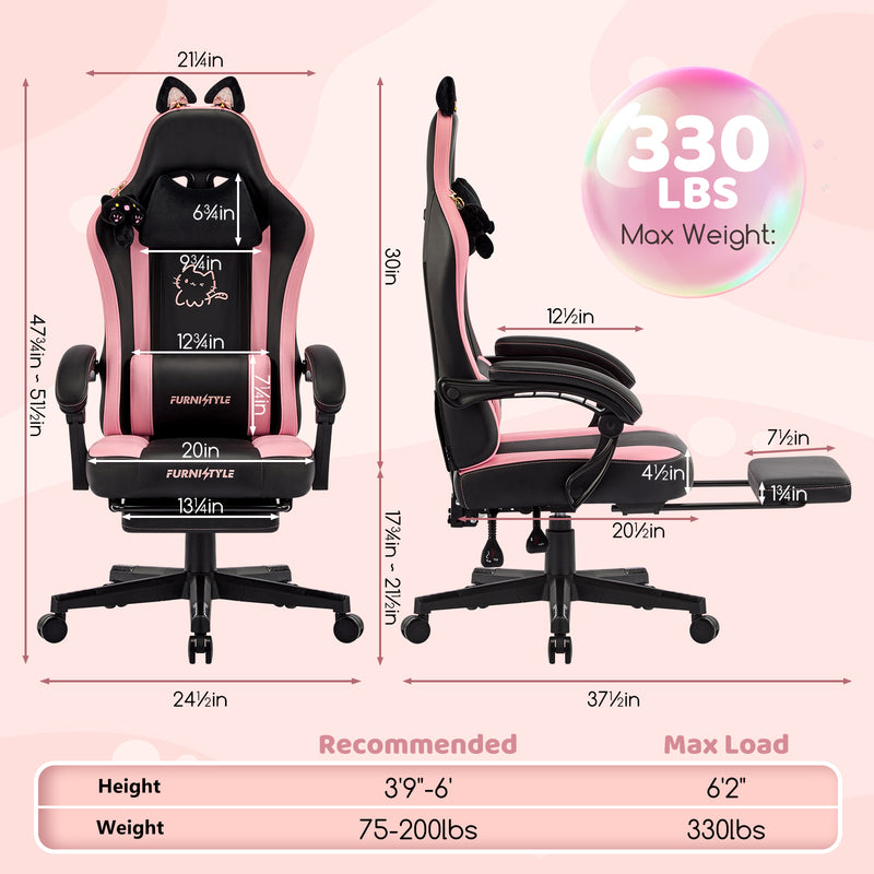 Comfy Girly Video Game Chair With Cat Ears