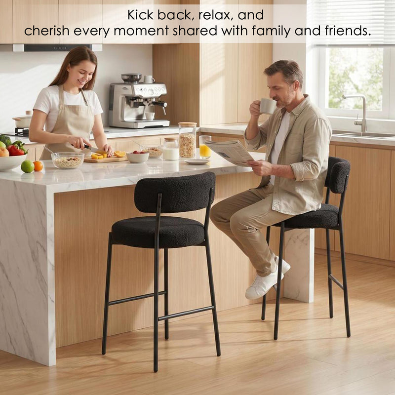 38’’ Upholstered Bar Chairs With Curved Backrest Set Of 2