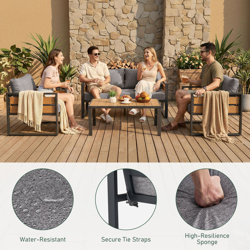 Furniliving  Patio Furniture Set, 2-Piece Steel Outdoor Sectional, 2-Seats Patio Conversation Set with Deep Seating