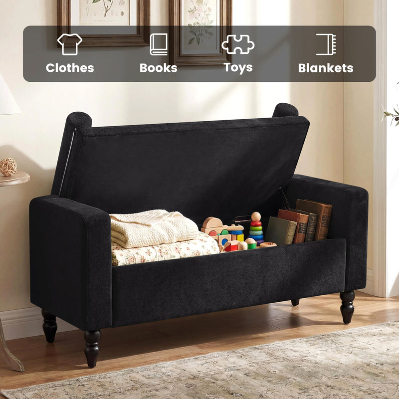 45.7’’ Linen Storage Ottoman Bench With Round Cushion