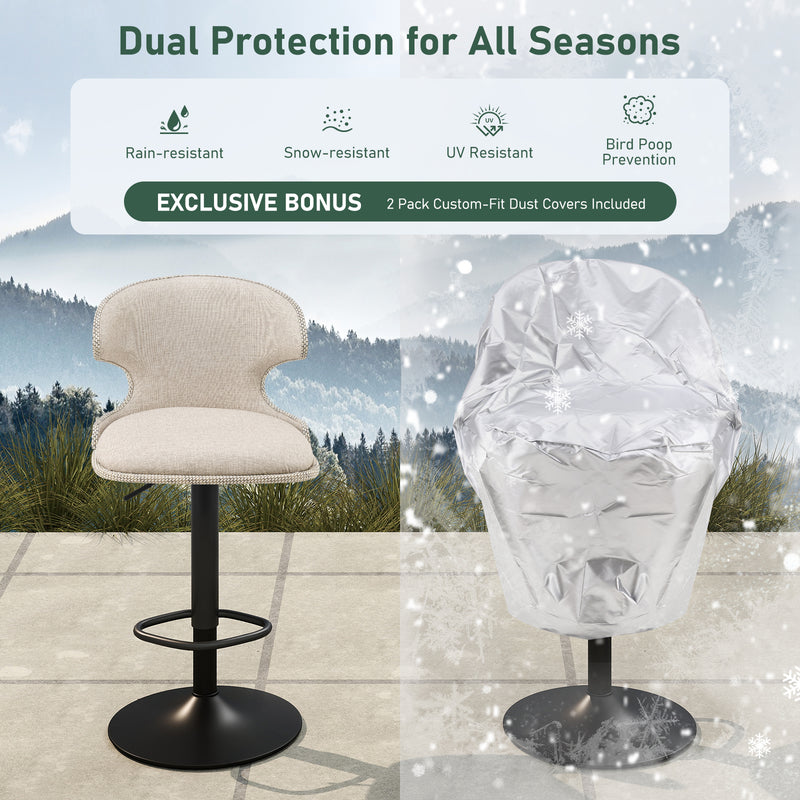 Adjustable Outdoor HDPE Waterproof Bar Stools Set of 2