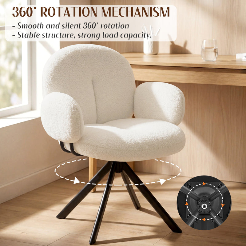 Cute Swivel Teddy Vanity Chair With Round Shaped