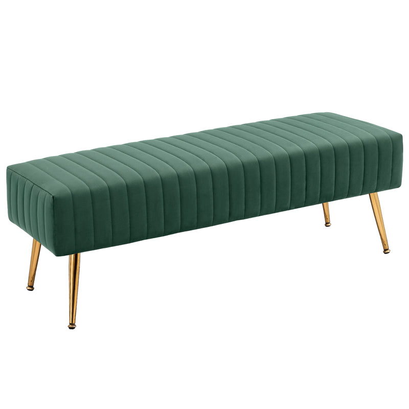 44.75" End of Bed Bench,Modern Tufted Velvet Ottoman Bench With Gold Legs