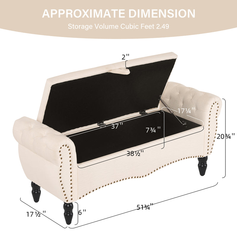 Zakhar Nailhead Tufted Storage Bedroom Bench