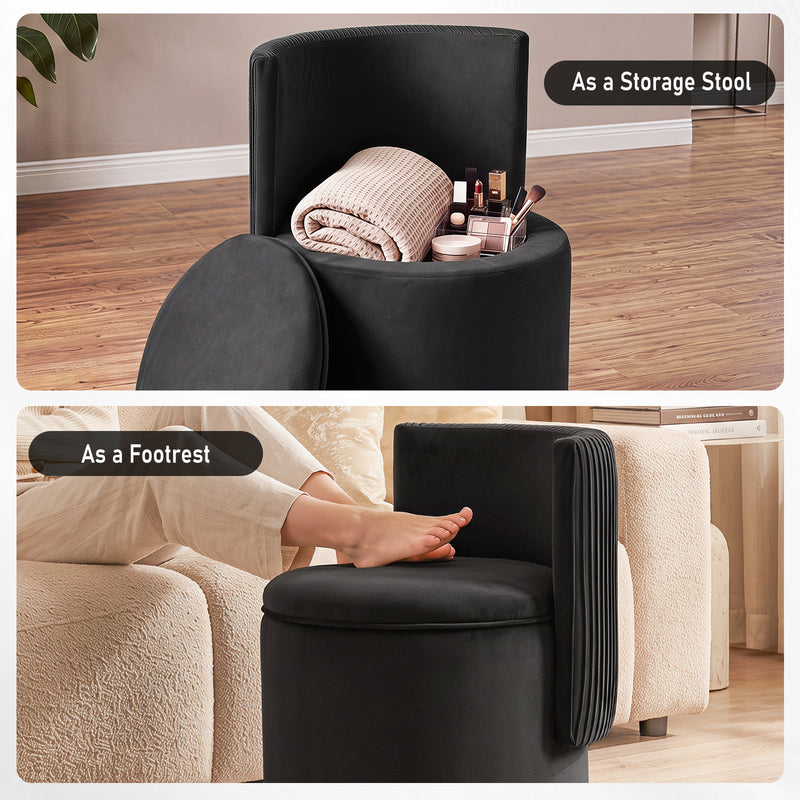360° Swivel Accent Chair,Velvet Vanity With Storage