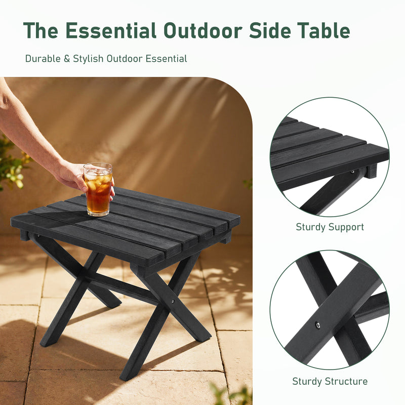 Furniliving 18'' Foldable Square Outdoor Coffee Table ,HDPE  All-Weather Waterproof Camping Table