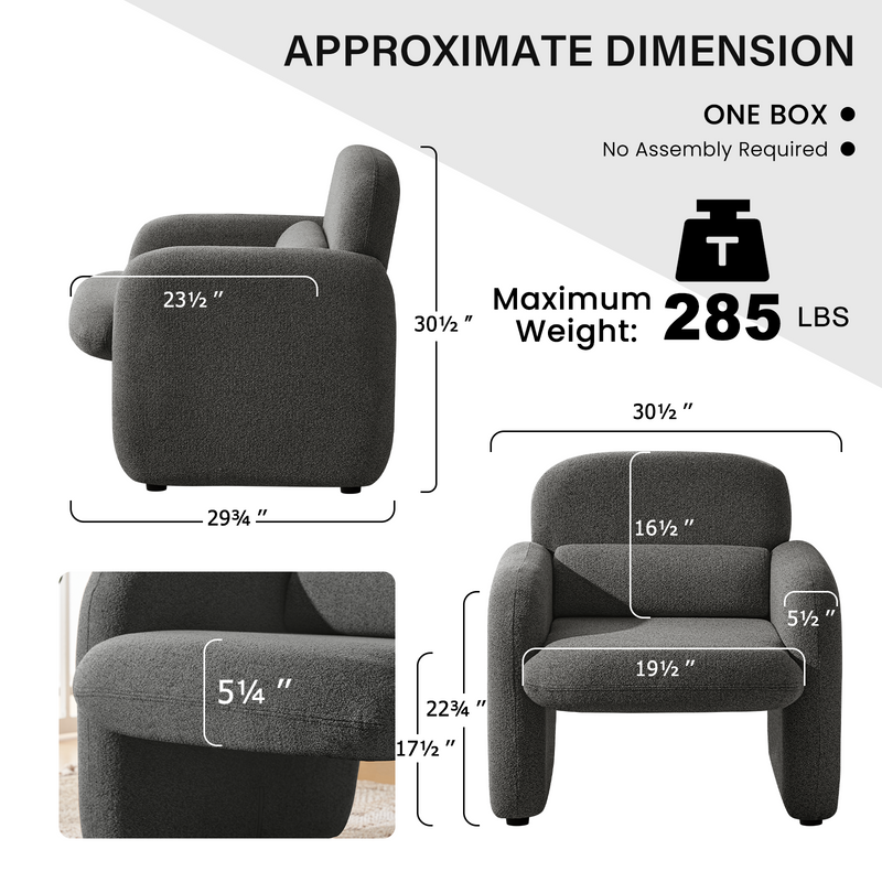 Wide and Deep Seat Chenille Lounge Chair,