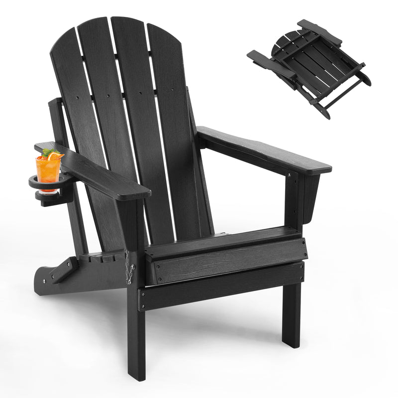 Folding Adirondack Chairs Set of 2, Outdoor HDPE Patio Chairs