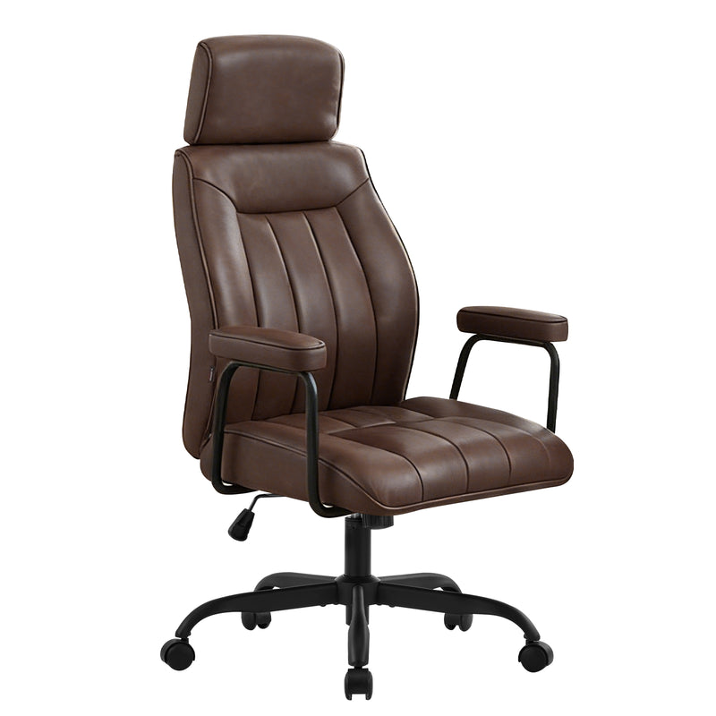 Mid-Century High Back Leather Executive Chair