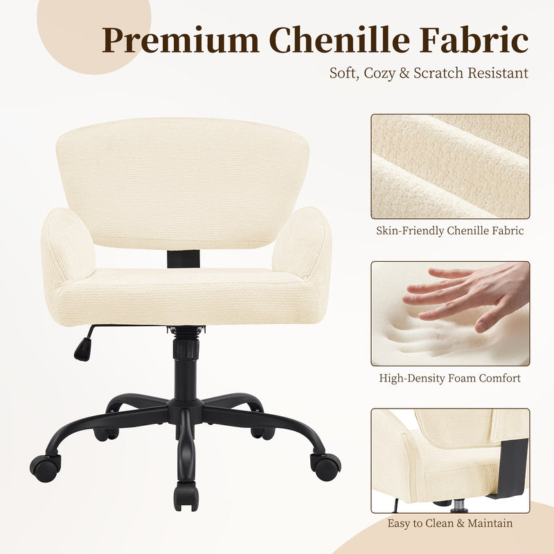 Adjustable Swivel Chenille Home Office Chair with Wrap-Around Armrests
