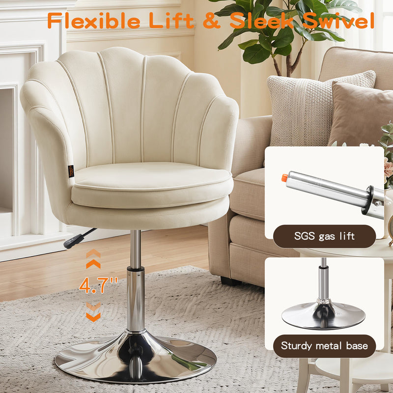 Swivel Makeup Chair with Ergonomic Lotus-Shaped Backrest