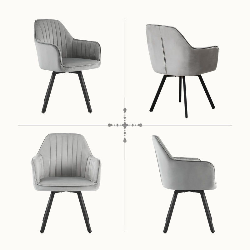 Furniliving 2-Pcs Mid Century Dining Chairs Upholstered Dining Room Chairs With Armrest